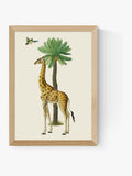 East End Prints oak giraffe and bird wall art print - British product