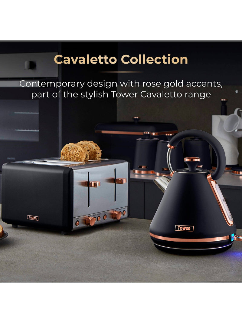 Tower Black Rose Gold Cavaletto Pyramid Kettle 1.7L (British brand)