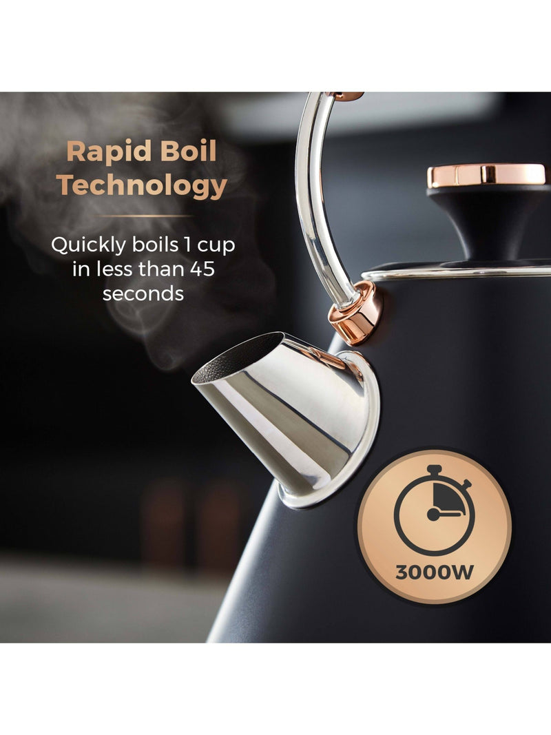 Tower Black Rose Gold Cavaletto Pyramid Kettle 1.7L (British brand)