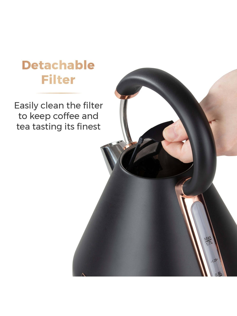 Tower Black Rose Gold Cavaletto Pyramid Kettle 1.7L (British brand)