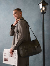 Next Osprey London Black The Compass Leather Saddle Bag- Buy online at McGrocer