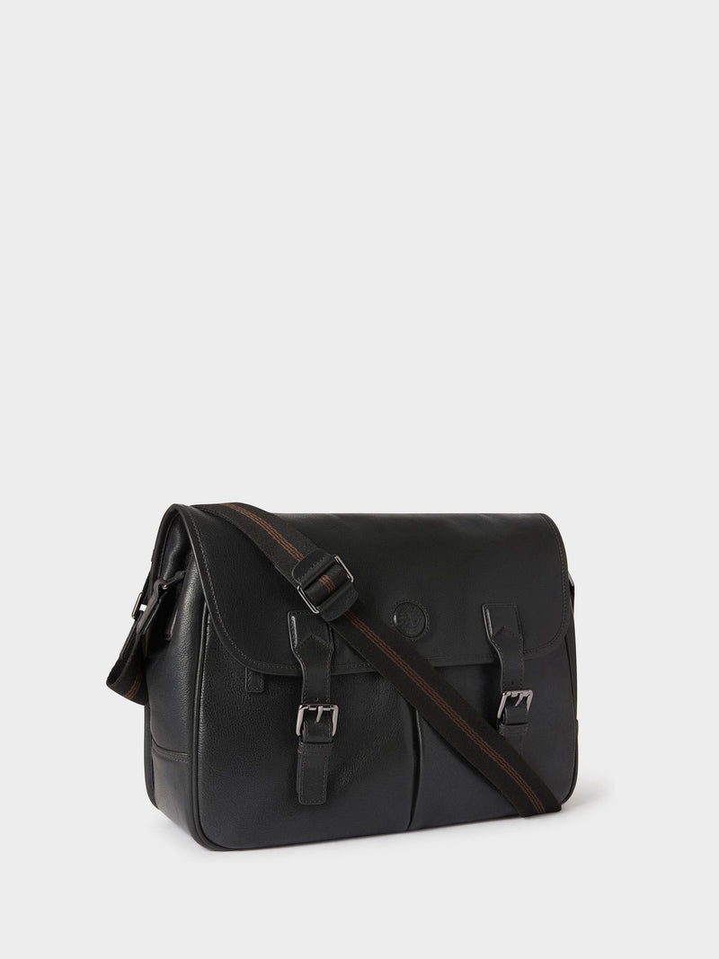 Osprey London Compass black leather saddle bag (British brand)
