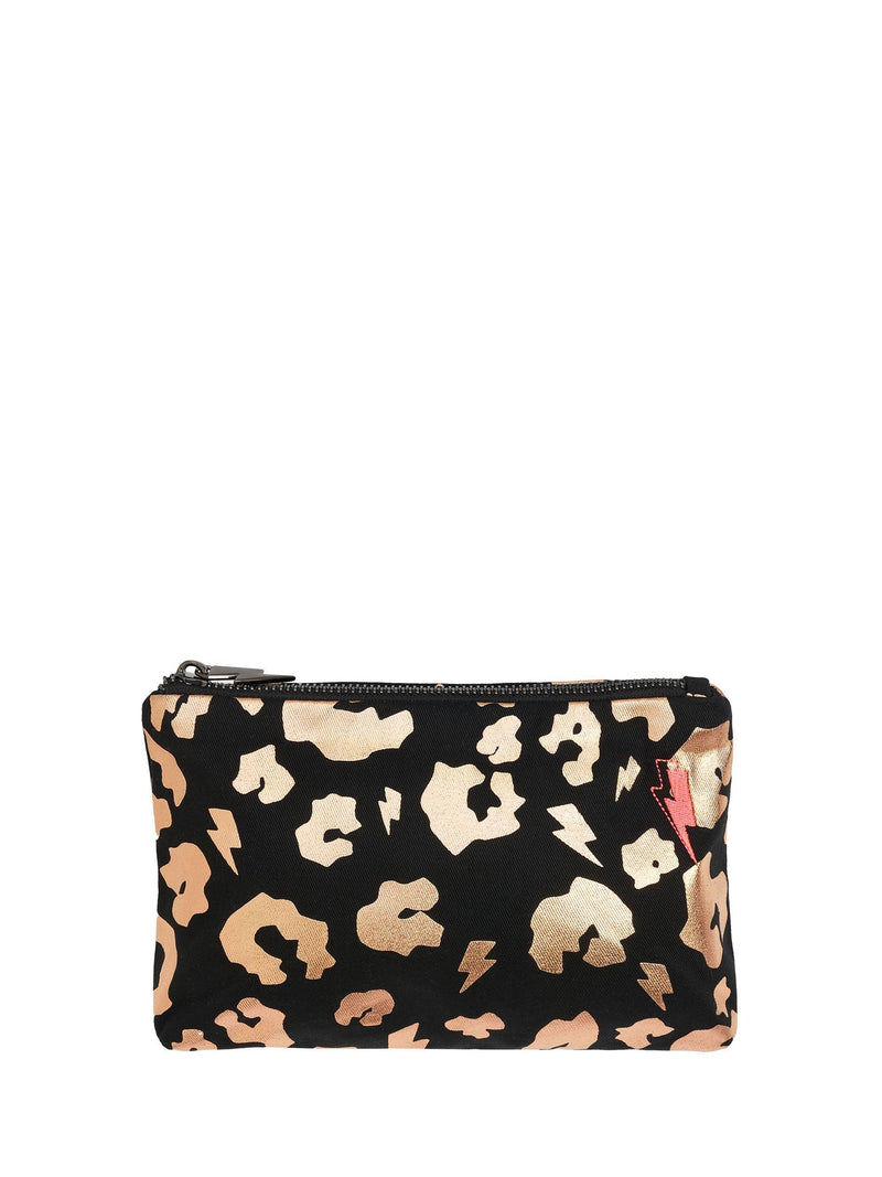 SCAMP & DUDE black swag bag leopard lightning bolt print, imported from the UK