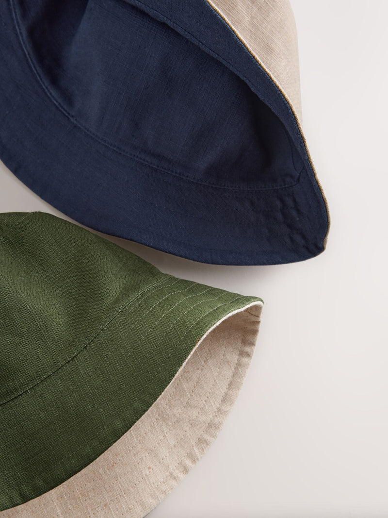 Linen bucket hat pack khaki green stone, imported from the UK
