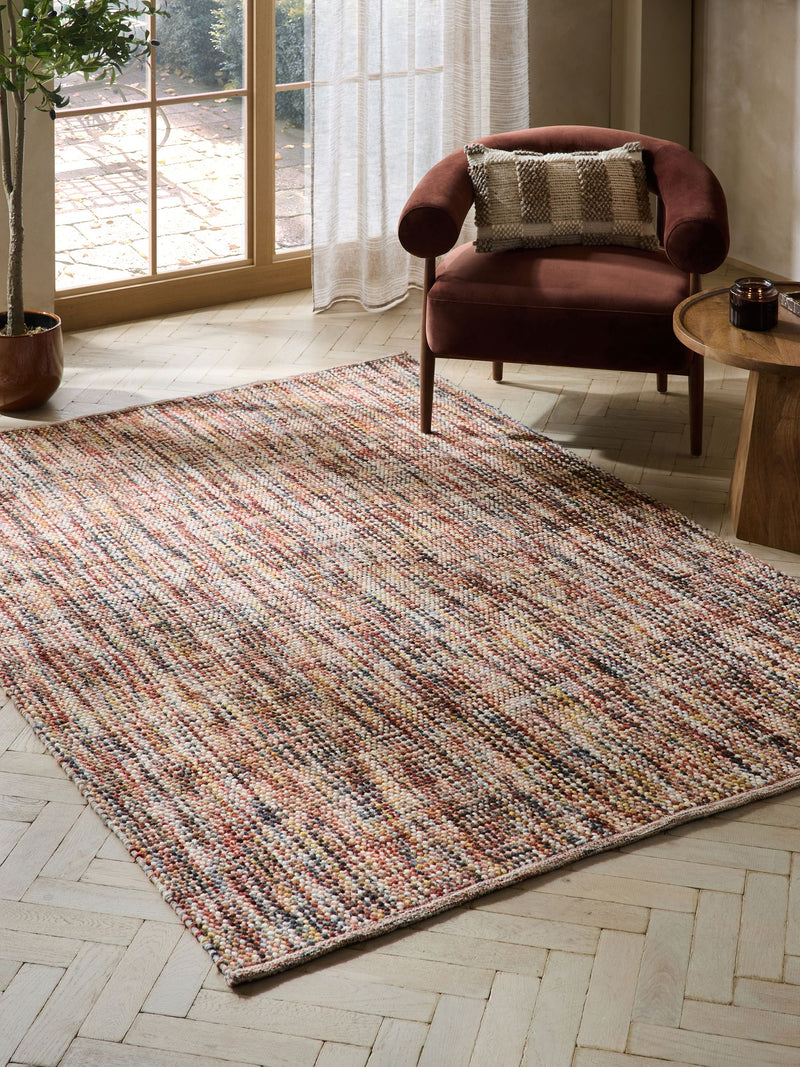 Red Multiweave Rug wool cotton blend - British product