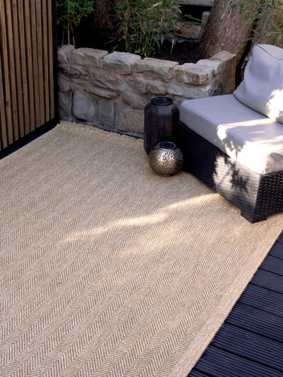 Next Arthouse Neutral Jute Effect Herringbone Weave Rug 120x170cm- Buy online at McGrocer