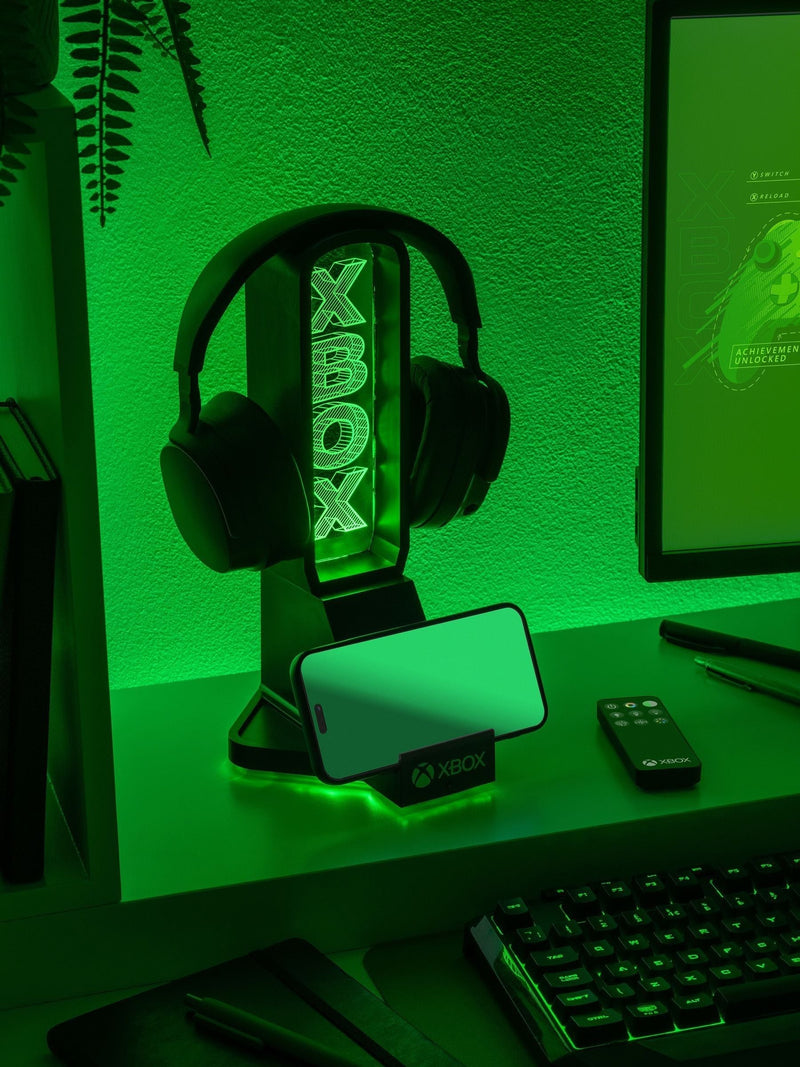 Xbox black desk headphone stand with light, UK version