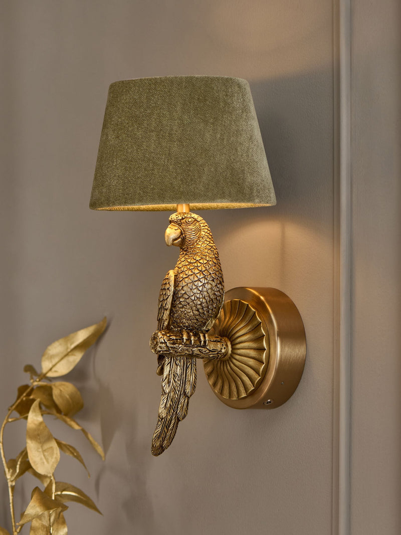 Gold Coco parrot rechargeable wall light left hand, UK version