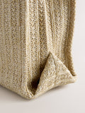 Canvas shoulder bag with raffia effect and Parisian embroidery (British brand)