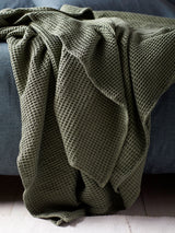Next Secret Linen Store Olive Green Big Waffle Throw 260 x 230cm- Buy online at McGrocer