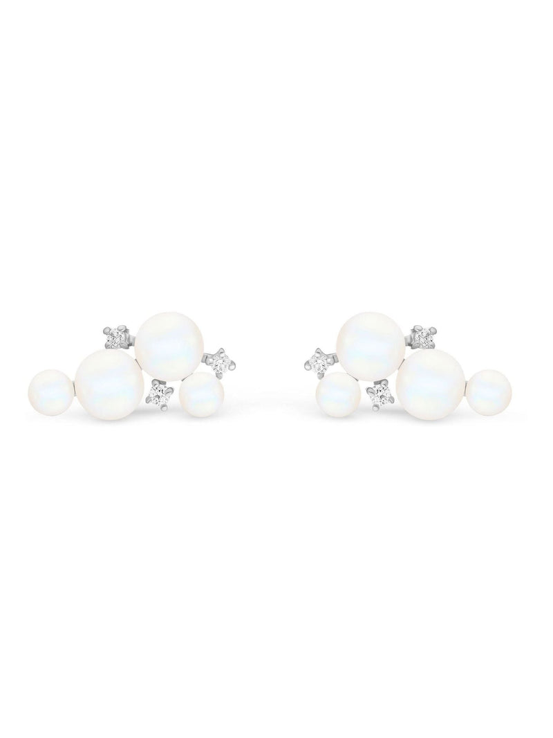 Beaverbrooks pearl stud earrings with cubic zirconia, imported from the UK