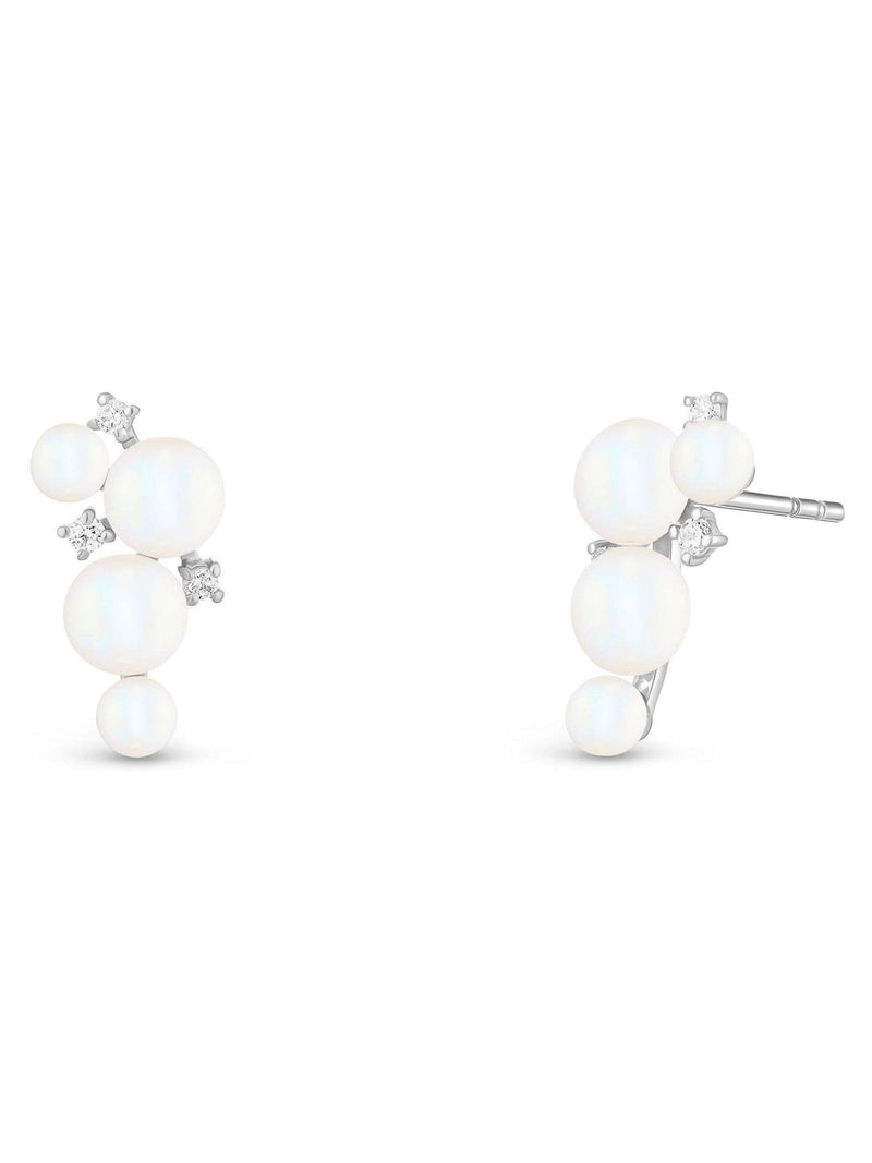 Beaverbrooks pearl stud earrings with cubic zirconia, imported from the UK