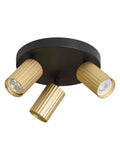Searchlight black and gold triple fluted spotlight ceiling light - British product