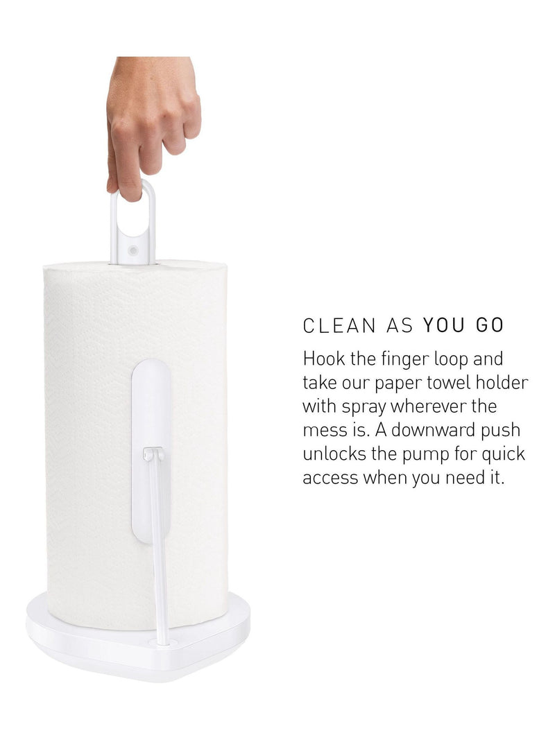 simplehuman white paper towel holder and spray pump (British brand)