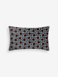 cut velvet geometric cushion blue brown 50x30cm, imported from the UK