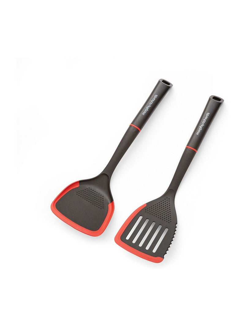 Morphy Richards black/red slotted and solid turner set, imported from the UK