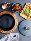 Morphy Richards blue cast aluminium casserole dish 24cm, imported from the UK
