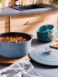 Morphy Richards blue cast aluminium casserole dish 24cm, imported from the UK