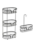 Showerdrape Black Dante floor and shower caddy set, imported from the UK