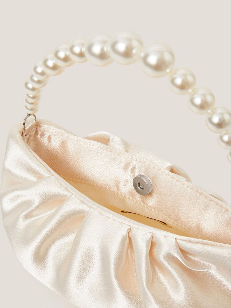 Monsoon cream pearl headband and satin bag set (British brand)