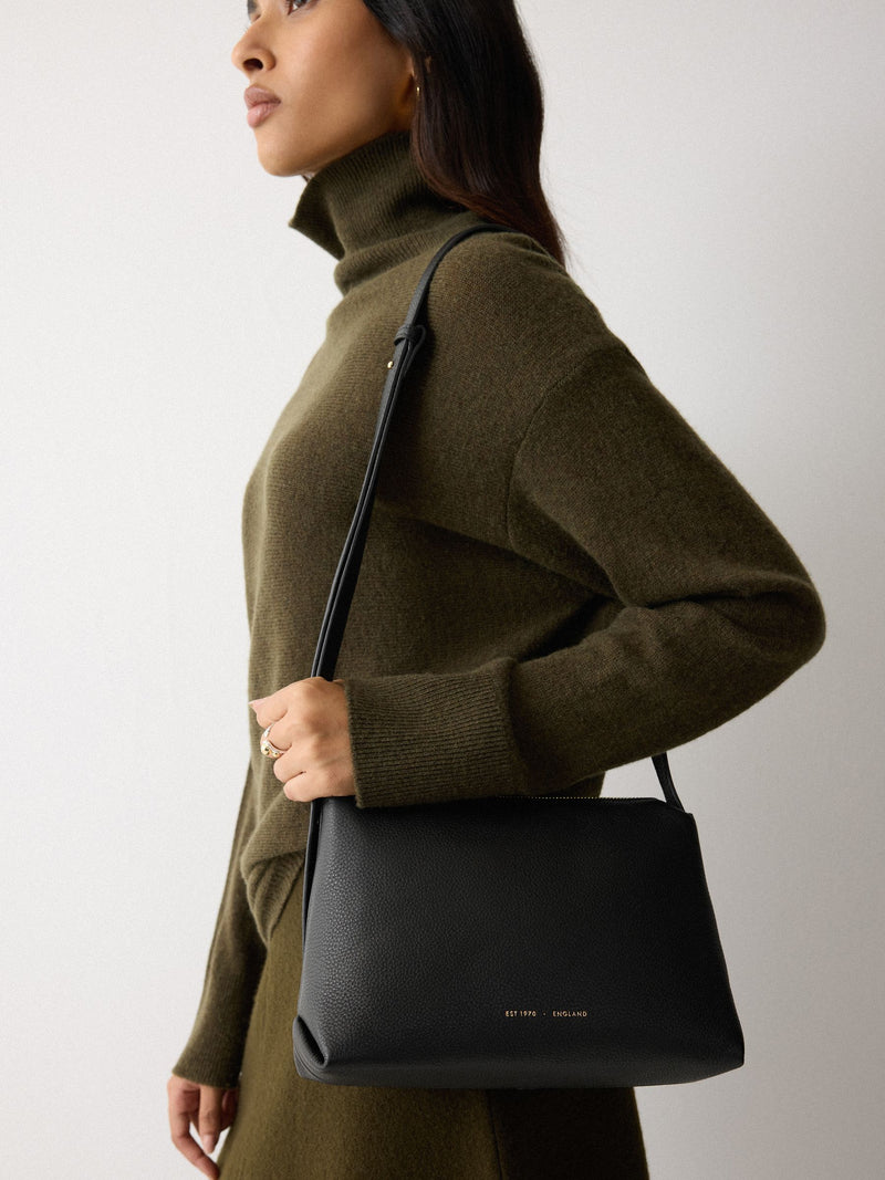 Jigsaw Bella black cross-body bag in pebbled leather - British product