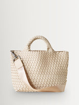Next NAGHEDI Ecru Small St Barths Handwoven Neoprene Tote Bag- Buy online at McGrocer