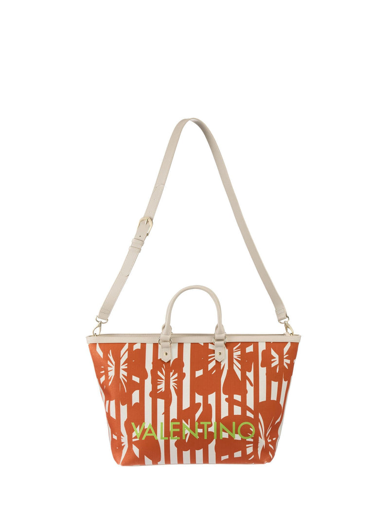 Valentino Orange Kore shopping bag with bold logo and print (British brand)