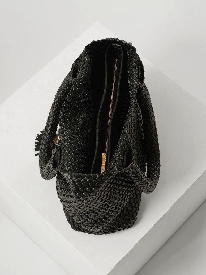 Luella Grey Black Saskia large woven tote bag (British brand)
