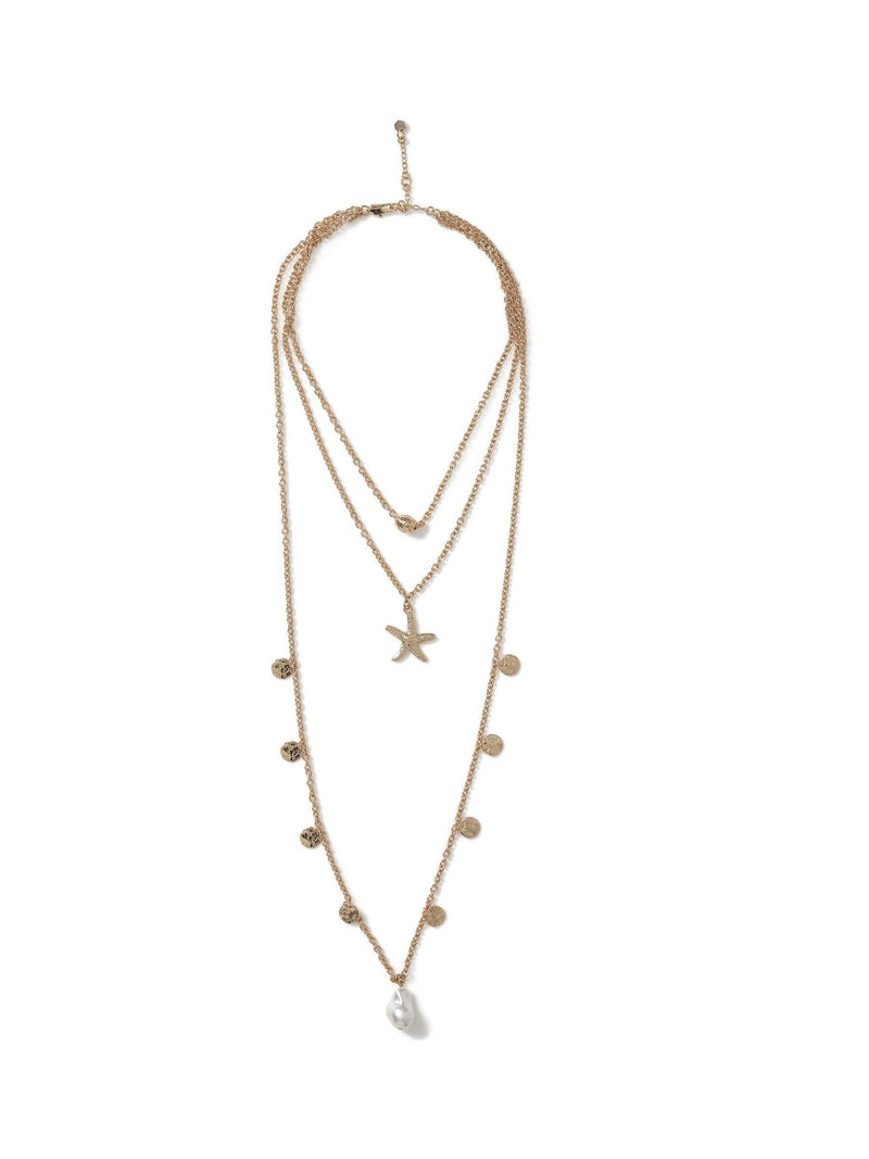 Aela gold tone starfish multirow necklace, imported from the UK
