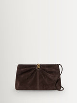 Next Loeffler Randall Brown Corrine Suede Gathered Ring Clutch- Buy online at McGrocer