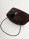 Loeffler Randall Corrine suede gathered ring clutch brown - British product