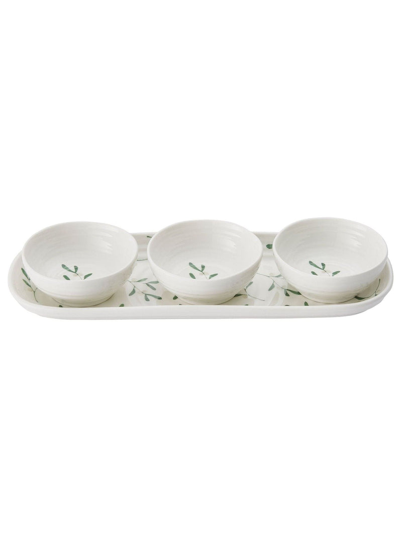 Portmeirion Sophie Conran mistletoe dip bowls and tray set, UK version
