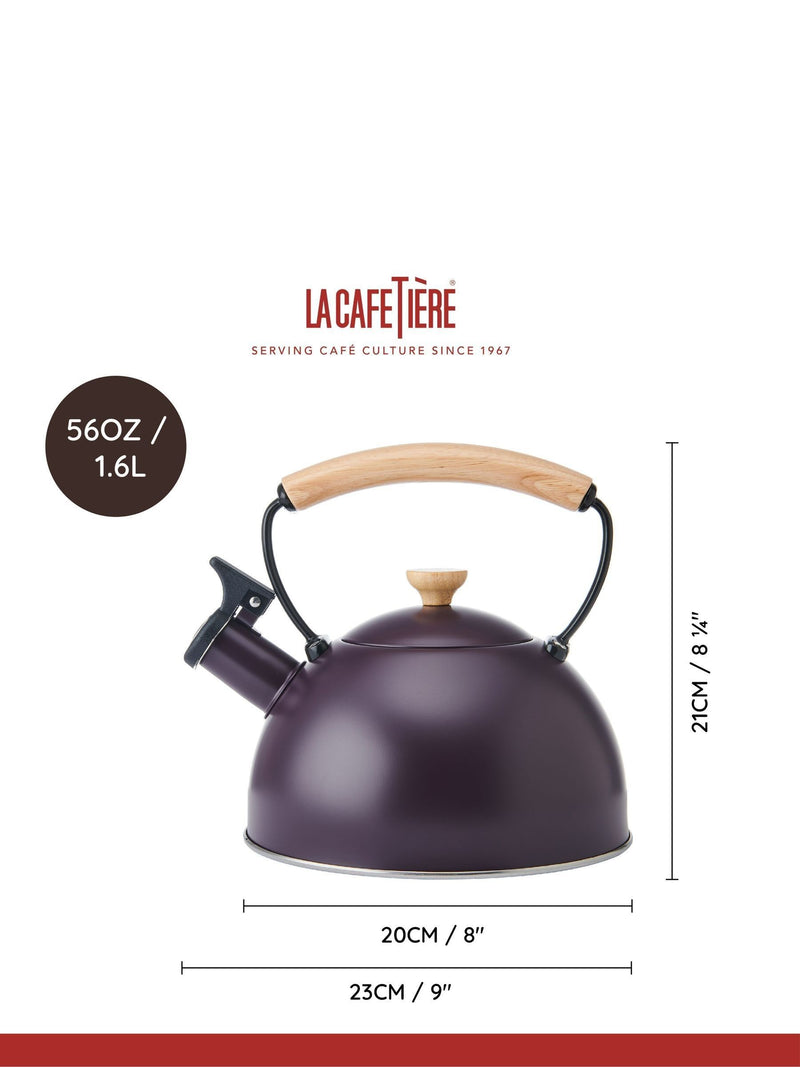 La Cafetière whistling kettle purple stainless steel 1.6L (British brand)