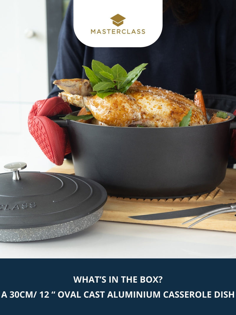 MasterClass black cast aluminium casserole dish 6L, UK version