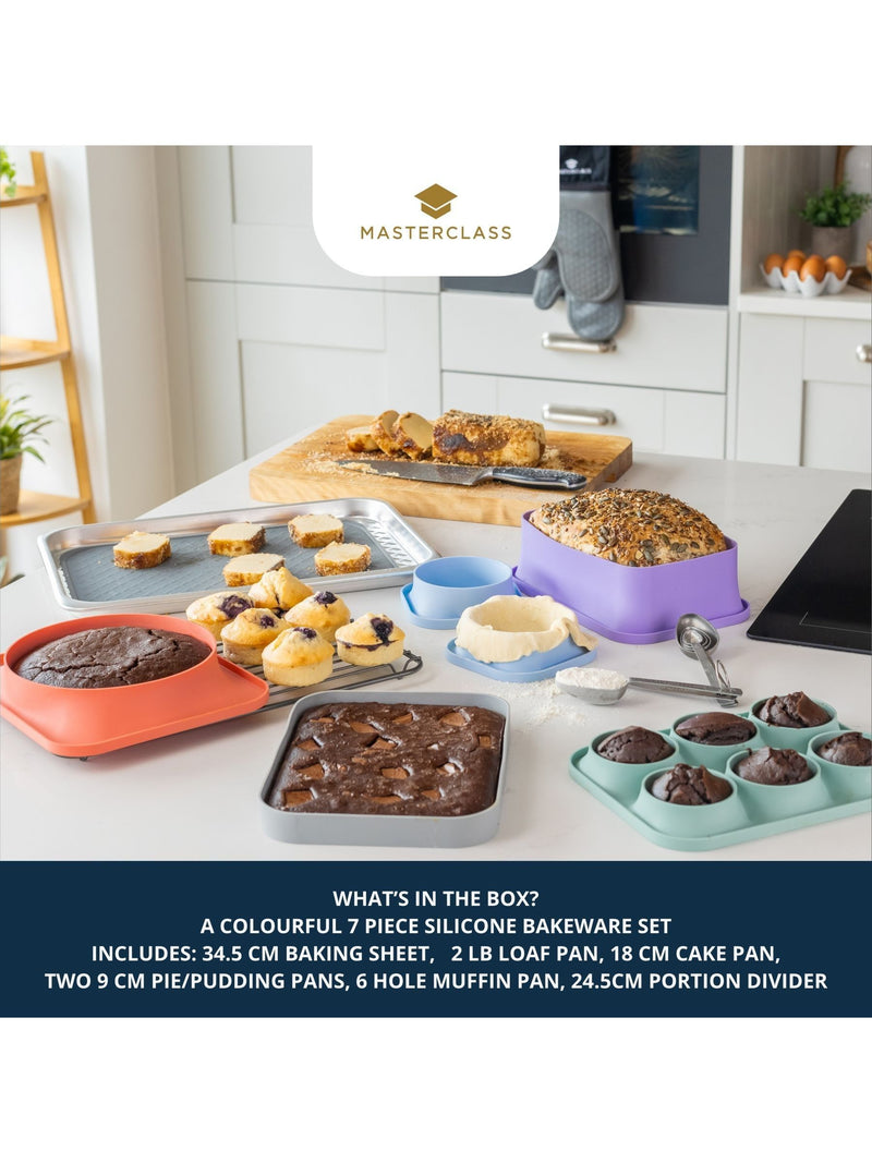 MasterClass multicolour silicone bakeware set 7 piece, imported from the UK