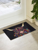 Next Artsy Mats Black Highland Cow Indoor Washable Doormat 60 x 40 cm- Buy online at McGrocer