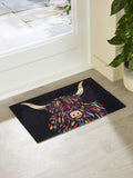 Artsy Mats black Highland cow washable doormat 60x40cm, UK version