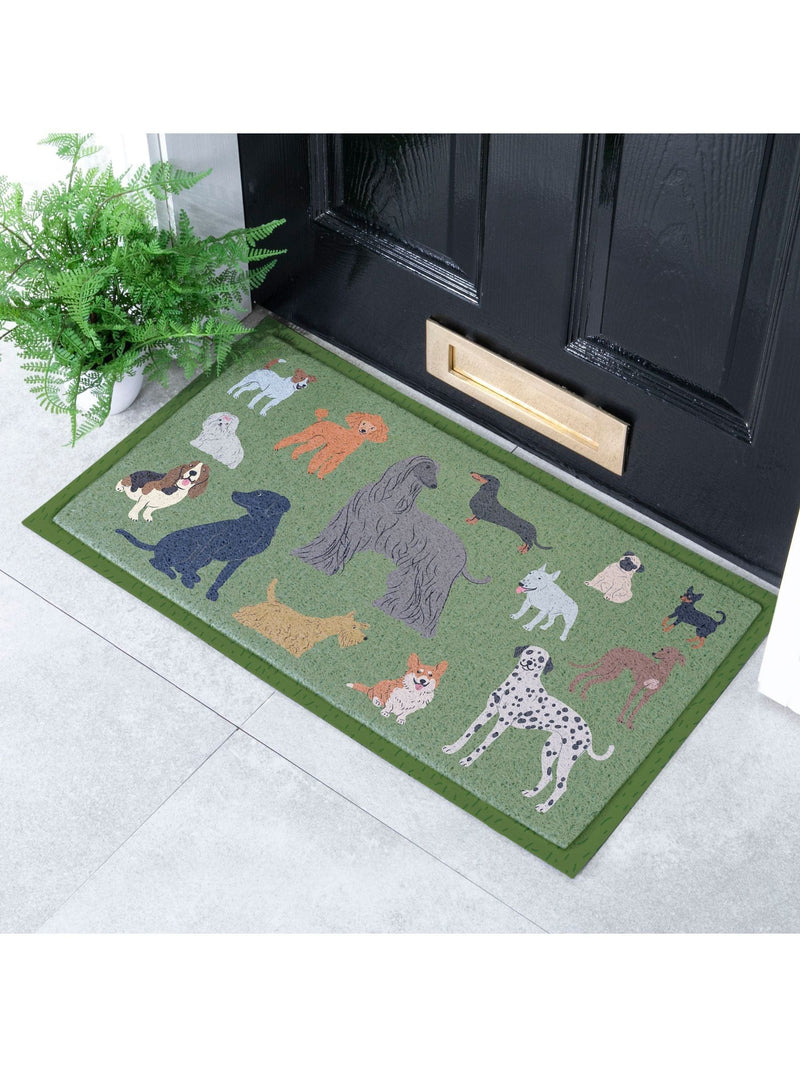 Artsy Mats green dog breeds doormat 70x40cm (British brand)