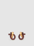 Reiss Pixie Knot earrings in gold and burgundy - British product