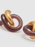 Reiss Pixie Knot earrings in gold and burgundy - British product