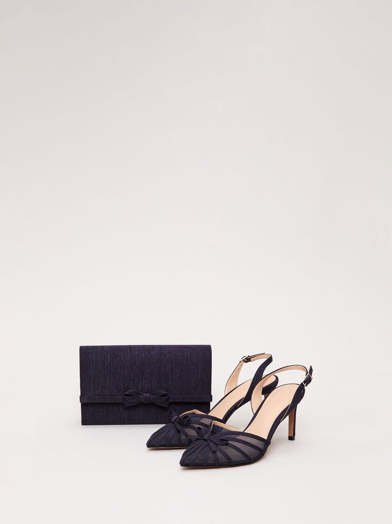 Phase Eight blue grosgrain bow clutch purse - British product