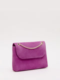 Phase Eight purple suede clutch bag with gold chain (British brand)