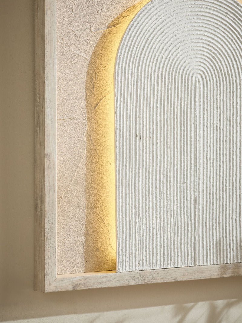 Neutral light up textured abstract wall art, imported from the UK