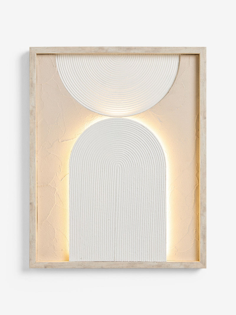 Neutral light up textured abstract wall art, imported from the UK