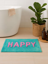 Next Mooky Mats Happy Slogan Bath Mat Turquoise/Pink 50cm x 80cm- Buy online at McGrocer