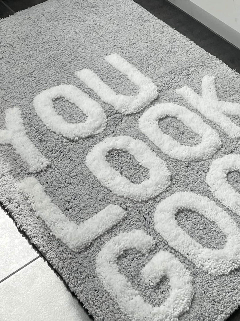 Mooky Mats grey slogan bath mat 50x80cm, imported from the UK
