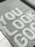 Mooky Mats grey slogan bath mat 50x80cm, imported from the UK