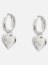 Next Oliver Bonas Sterling Silver Cora Engraved Heart Charm Hoop Drop Earrings- Buy online at McGrocer