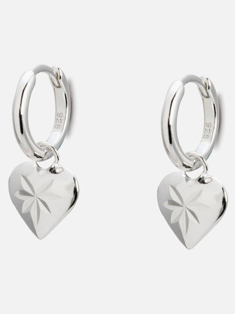 Oliver Bonas Cora hoop earrings with heart charm, imported from the UK