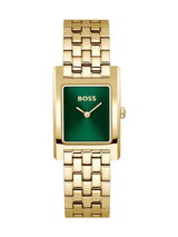 Next BOSS Lucy Light Gold Tone IP Tank Watch Green Dial Ladies Watch- Buy online at McGrocer